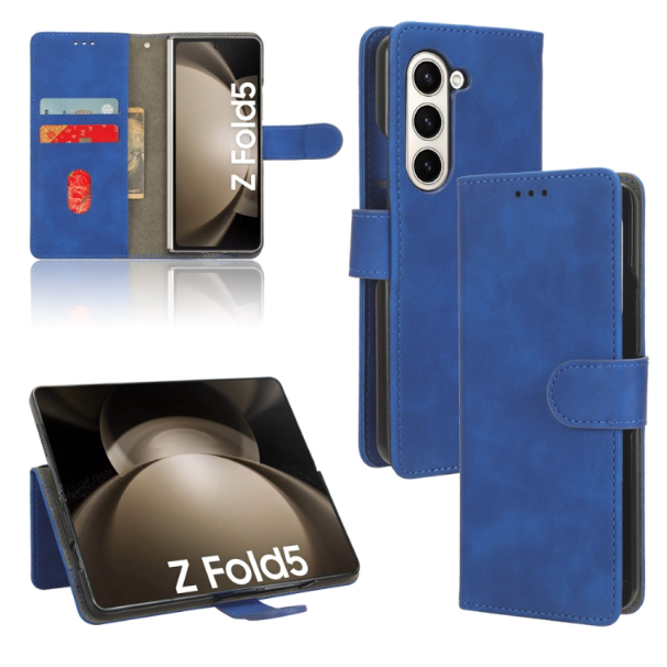 Skin Feel Magnetic Flip PU Leather Case - For Samsung Galaxy Z Fold5 - mosaccessories